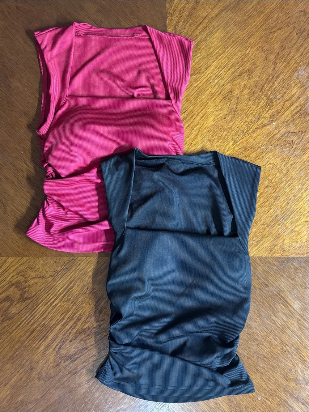 Sleeveless Ribbed Tops in Raspberry and Black